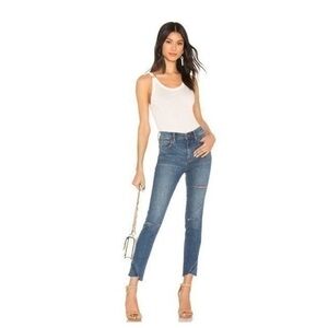 Free People distressed raw hem ankle blue jeans